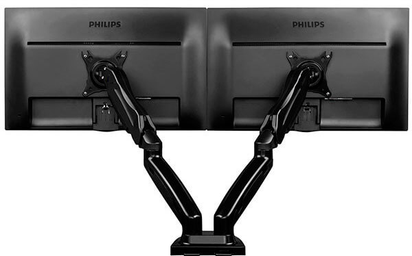 Soporte flexigas para doble monitor de pc